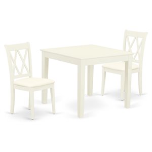 East West Furniture Oxford 3-piece Dining Set with Double X Back in Linen White