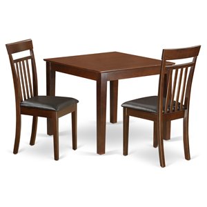 East West Furniture Oxford 3-piece Traditional Wood Dining Set in Mahogany