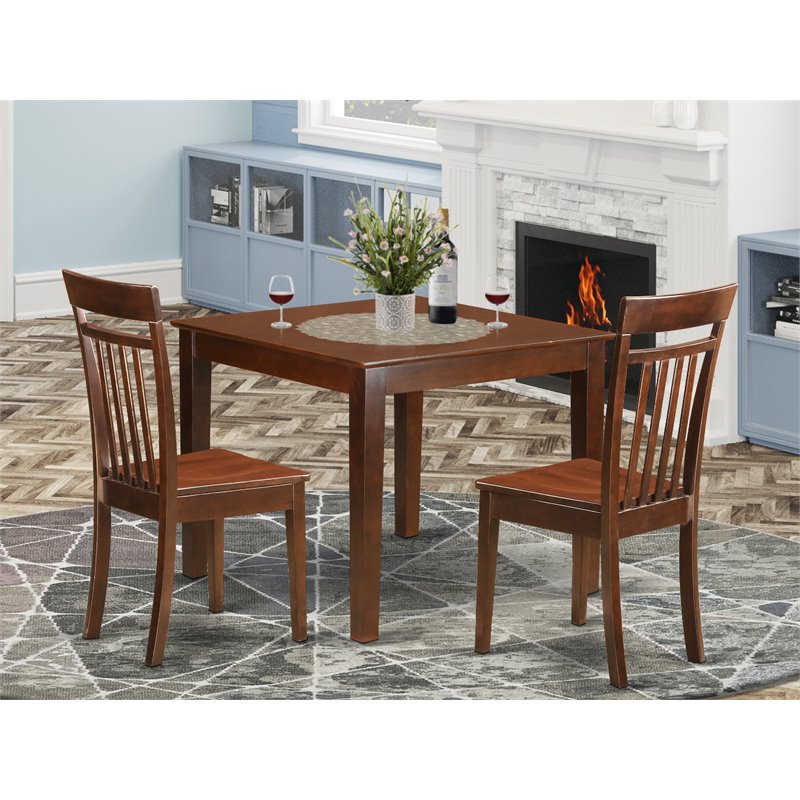East West Furniture Oxford 3-piece Traditional Wood Dinette Set in Mahogany