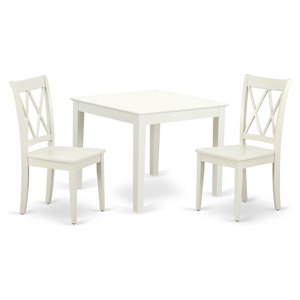 East West Furniture Oxford 3-piece Table and Double X back Chairs in Linen White