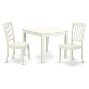 East West Furniture Oxford 3-piece Table and Vertical Slatted Chairs in White