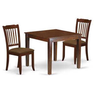 East West Furniture Oxford 3-piece Wood Dining Set with Linen Seat in Mahogany