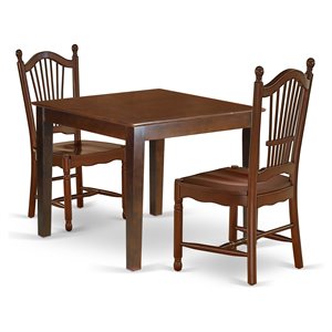 East West Furniture Oxford 3-piece Wood Dining Table and Chair Set in Mahogany