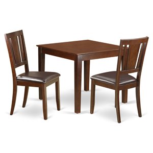 East West Furniture Oxford 3-piece Wood Dining Table and Chairs in Mahogany
