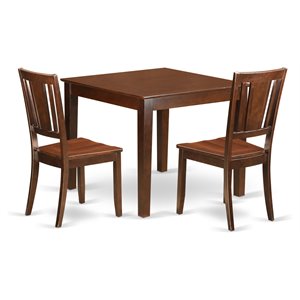 East West Furniture Oxford 3-piece Wood Table and Dining Chair Set in Mahogany