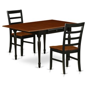 East West Furniture Monza 3-piece Wood Dining Room Table Set in Black and Cherry