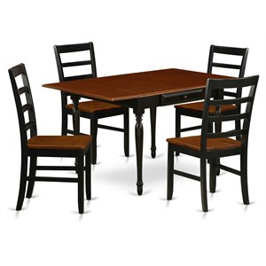 East West Furniture Monza 5-piece Dining Set w/ Rectangle Table in Black/Cherry