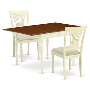 East West Furniture Monza 3-piece Dining Set with Linen Seat in Cherry
