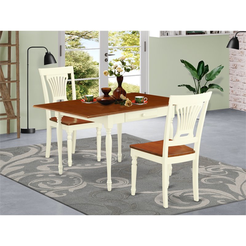 East West Furniture Monza 3-piece Dining Table and Chair Set in Cherry