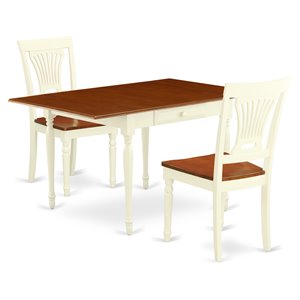 East West Furniture Monza 3-piece Dining Table and Chair Set in Cherry