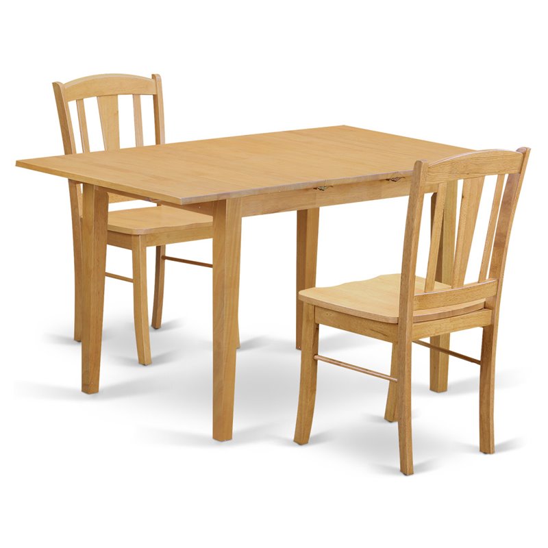 East West Furniture Norfolk 3-piece Wood Dining Table and Chair Set in Oak