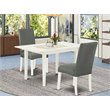 East West Furniture Norfolk 3-piece Dining Set w/ Rectangular Table in White