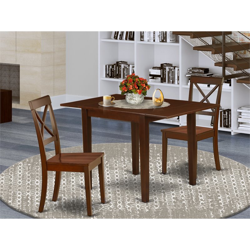 East West Furniture Norden 3-piece Traditional Wood Dining Set in Mahogany