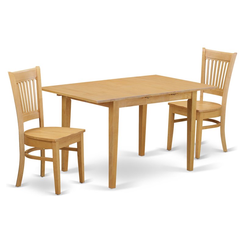 East West Furniture Norfolk 3-piece Wood Table and Dinette Chairs in Oak
