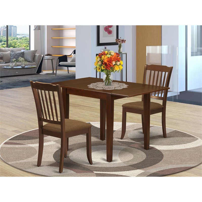 East West Furniture Norden 3-piece Traditional Wood Dining Room Set in Mahogany