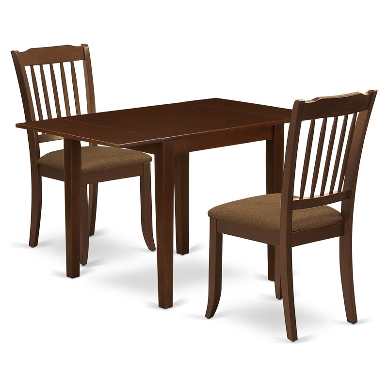 East West Furniture Norden 3-piece Traditional Wood Dining Room Set in Mahogany
