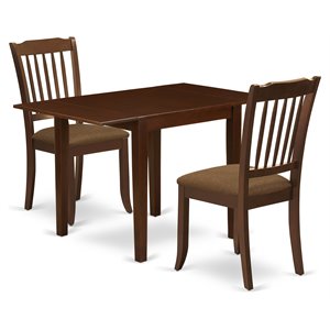 East West Furniture Norden 3-piece Traditional Wood Dining Room Set in Mahogany
