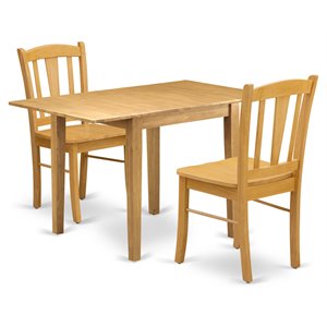 East West Furniture Norden 3-piece Traditional Wood Dining Room Set in Oak