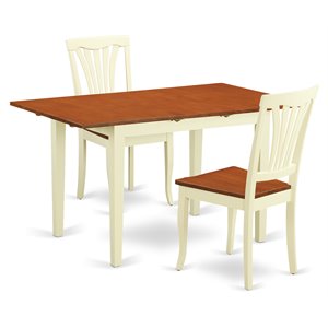 East West Furniture Norfolk 3-piece Dining Table Set in Buttermilk and Cherry