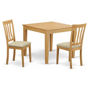East West Furniture Oxford 3-piece Traditional Wood Dining Set in Oak