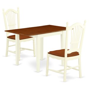East West Furniture Norden 3-piece Dining Set in Buttermilk and Cherry