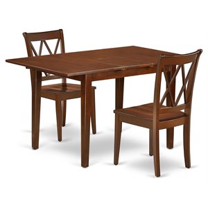 East West Furniture Norfolk 3-piece Wood Dining Room Set in Mahogany
