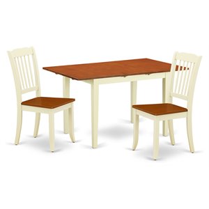 East West Furniture Norfolk 3-piece Dining Table & Slatted Chairs in Cherry