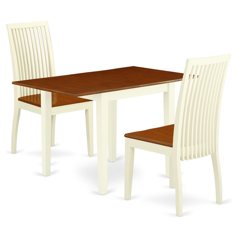 East West Furniture Norden 3-piece Dining Set with Slat Back in Cherry