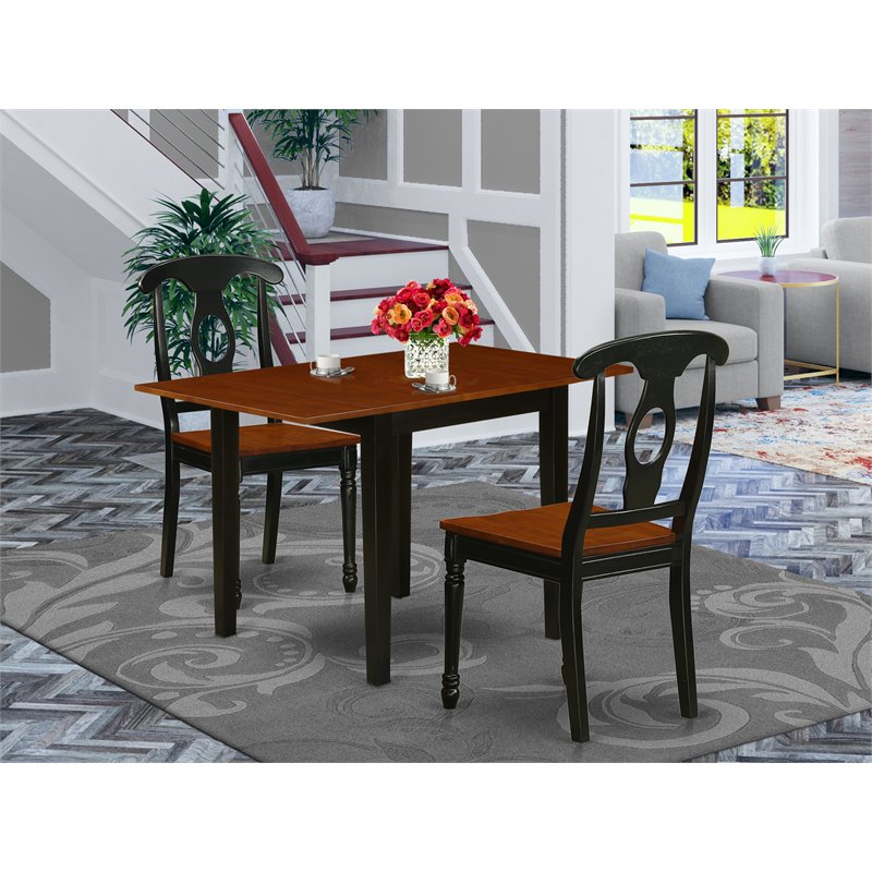 East West Furniture Norden 3-piece Dining Set with Napoleon Back in Black/Cherry