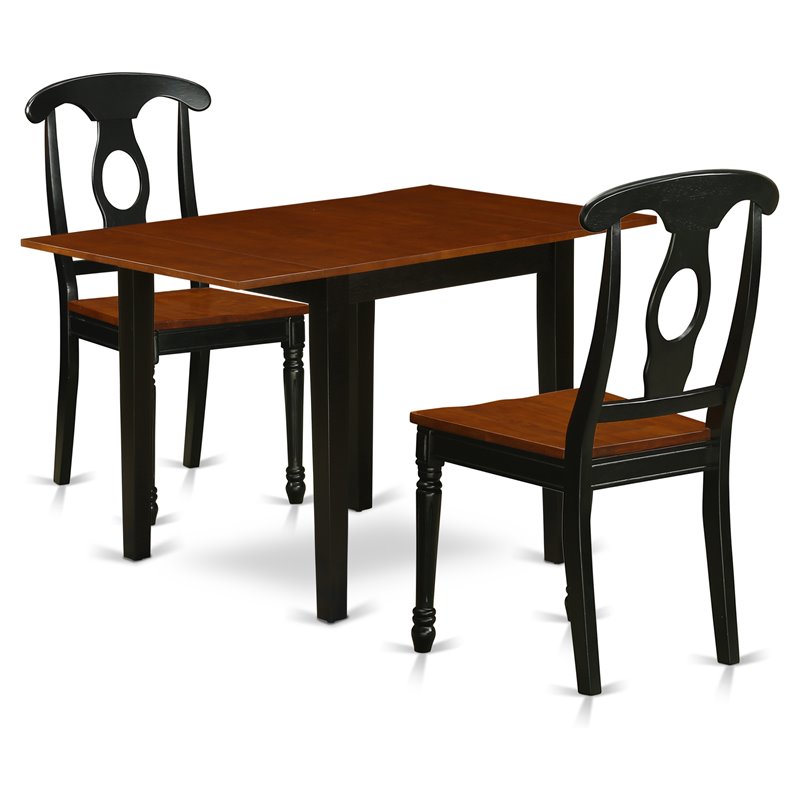 East West Furniture Norden 3-piece Dining Set with Napoleon Back in Black/Cherry