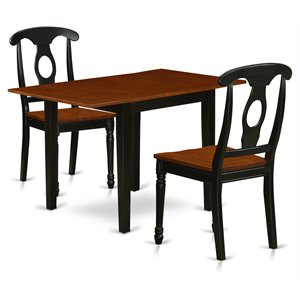 East West Furniture Norden 3-piece Dining Set with Napoleon Back in Black/Cherry