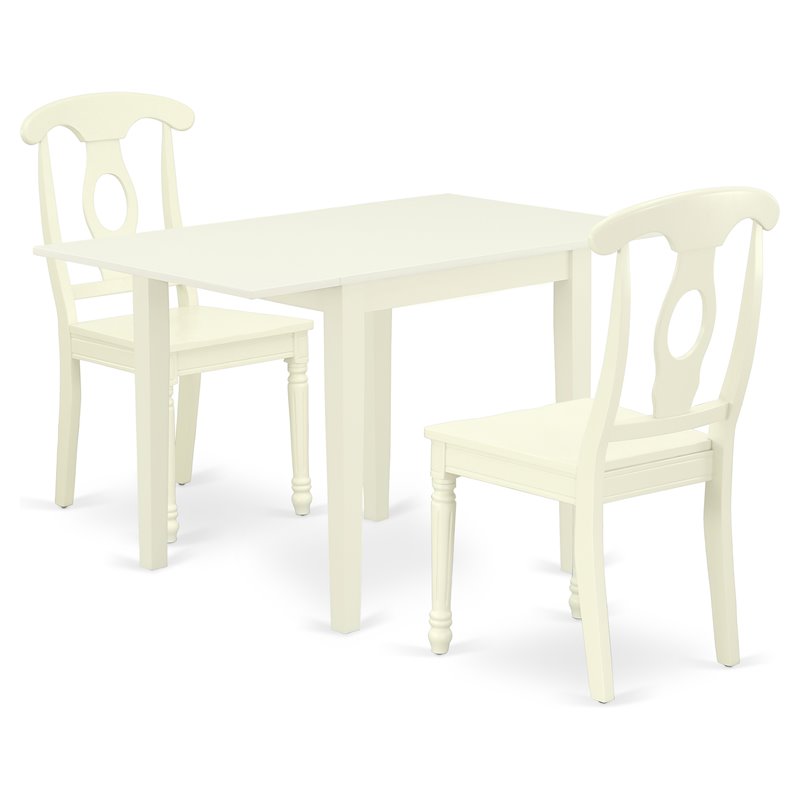 East West Furniture Norden 3-piece Dining Set with Napoleon Back in Linen White