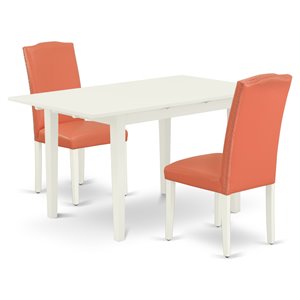 East West Furniture Norfolk 3-piece Wood Kitchen Set in Linen White