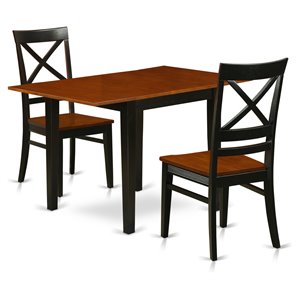 East West Furniture Norden 3-piece Dining Set with X-Back Chairs in Black/Cherry