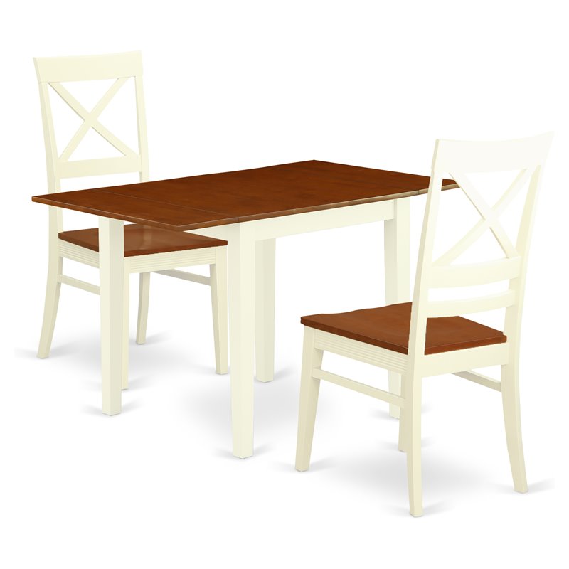 East West Furniture Norden 3-piece Dining Set with X Back in Cherry