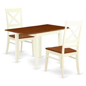East West Furniture Norden 3-piece Dining Set with X Back in Cherry