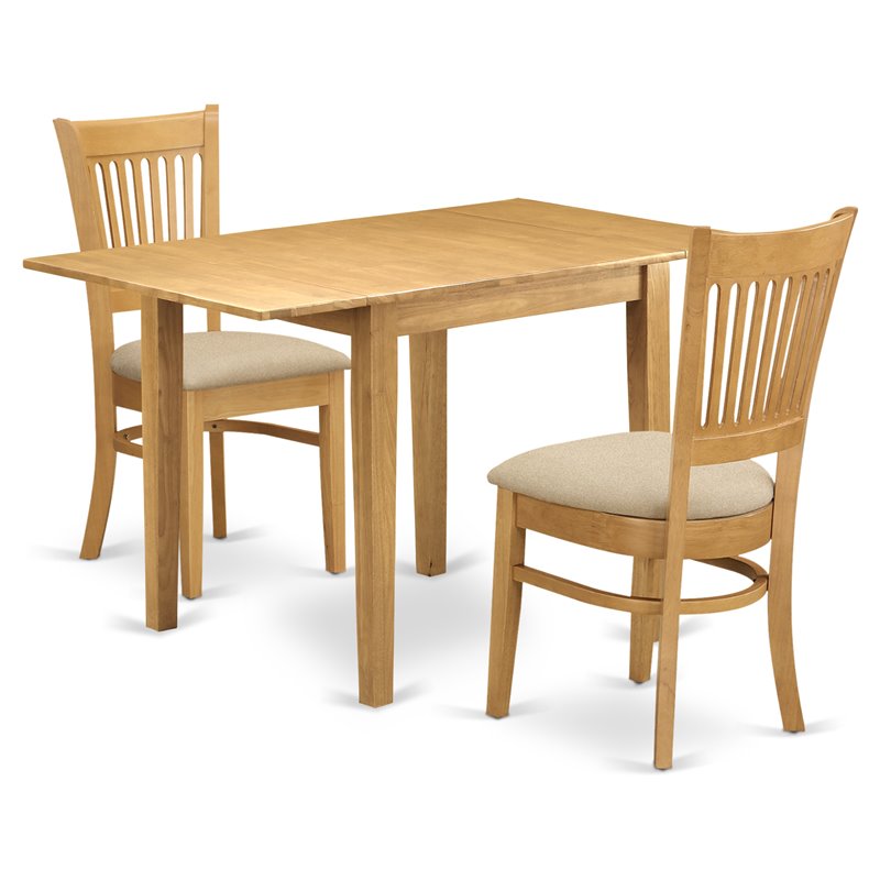 East West Furniture Norden 3-piece Dining Table and Linen Seat Chairs in Oak