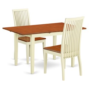 East West Furniture Norfolk 3-piece Dining Table and Chairs in Buttermilk/Cherry