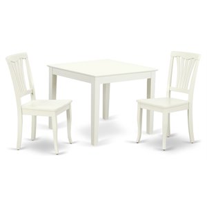 East West Furniture Oxford 3-piece Dining Set with Slatted Chairs in Linen White