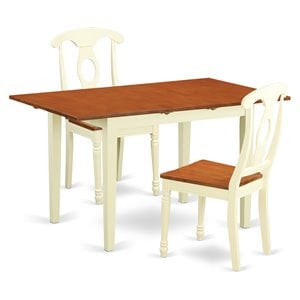 East West Furniture Norfolk 3-piece Table and Dining Chairs in Buttermilk/Cherry