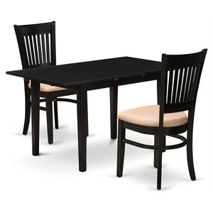 East West Furniture Norfolk 3-piece Wood Dining Set with Slatted Back in Black
