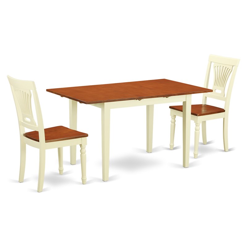East West Furniture Norfolk 3-piece Wood Kitchen Set in Buttermilk and Cherry