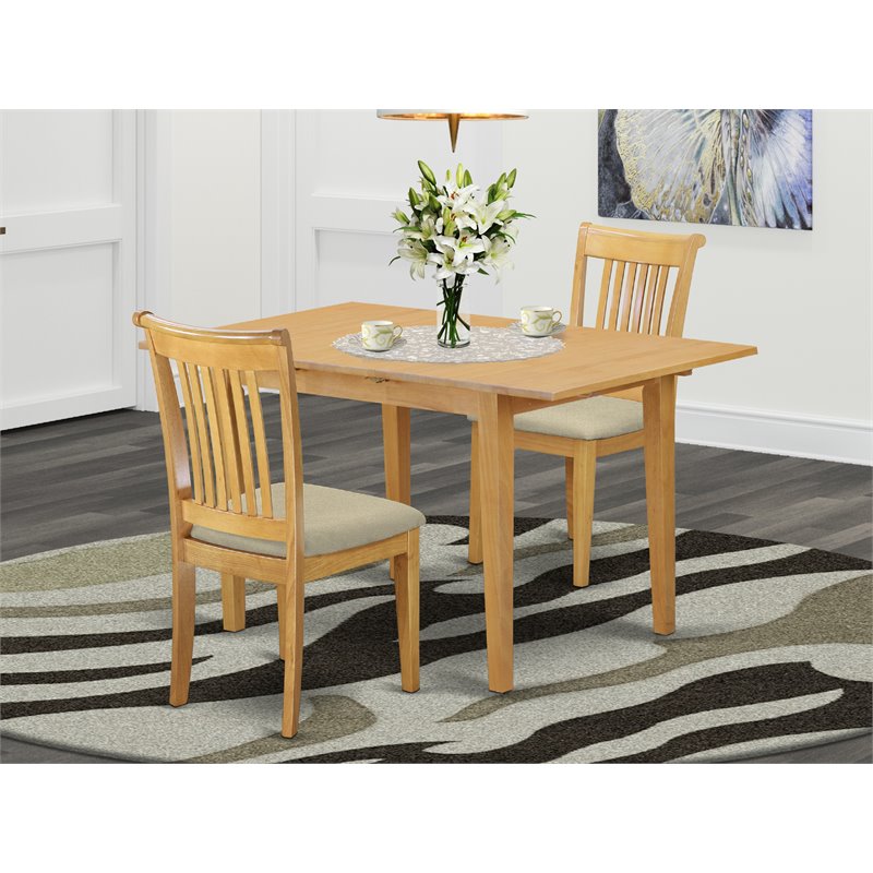 East West Furniture Norfolk 3-piece Traditional Wood Dinette Table Set in Oak