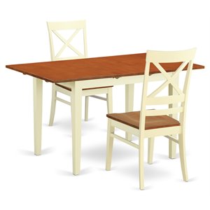 East West Furniture Norfolk 3-piece Kitchen Table Set in Buttermilk and Cherry