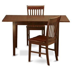 East West Furniture Norfolk 3-piece Wood Dining Table and Chair Set in Mahogany