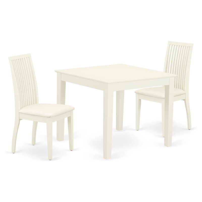 East West Furniture Oxford 3-piece Wood Dining Room Set in Linen White