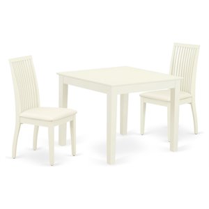 East West Furniture Oxford 3-piece Wood Dining Room Set in Linen White