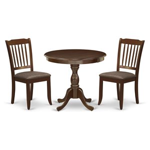 East West Furniture Antique 3-piece Dining Set with Slatted Chairs in Mahogany