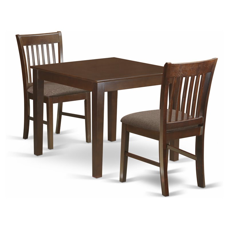 East West Furniture Oxford 3-piece Wood Kitchen Table Set in Mahogany
