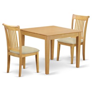 East West Furniture Oxford 3-piece Wood Dining Set with Cushion Seat in Oak